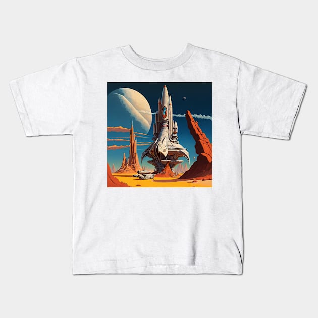 Alien Spaceship Kids T-Shirt by denjay5